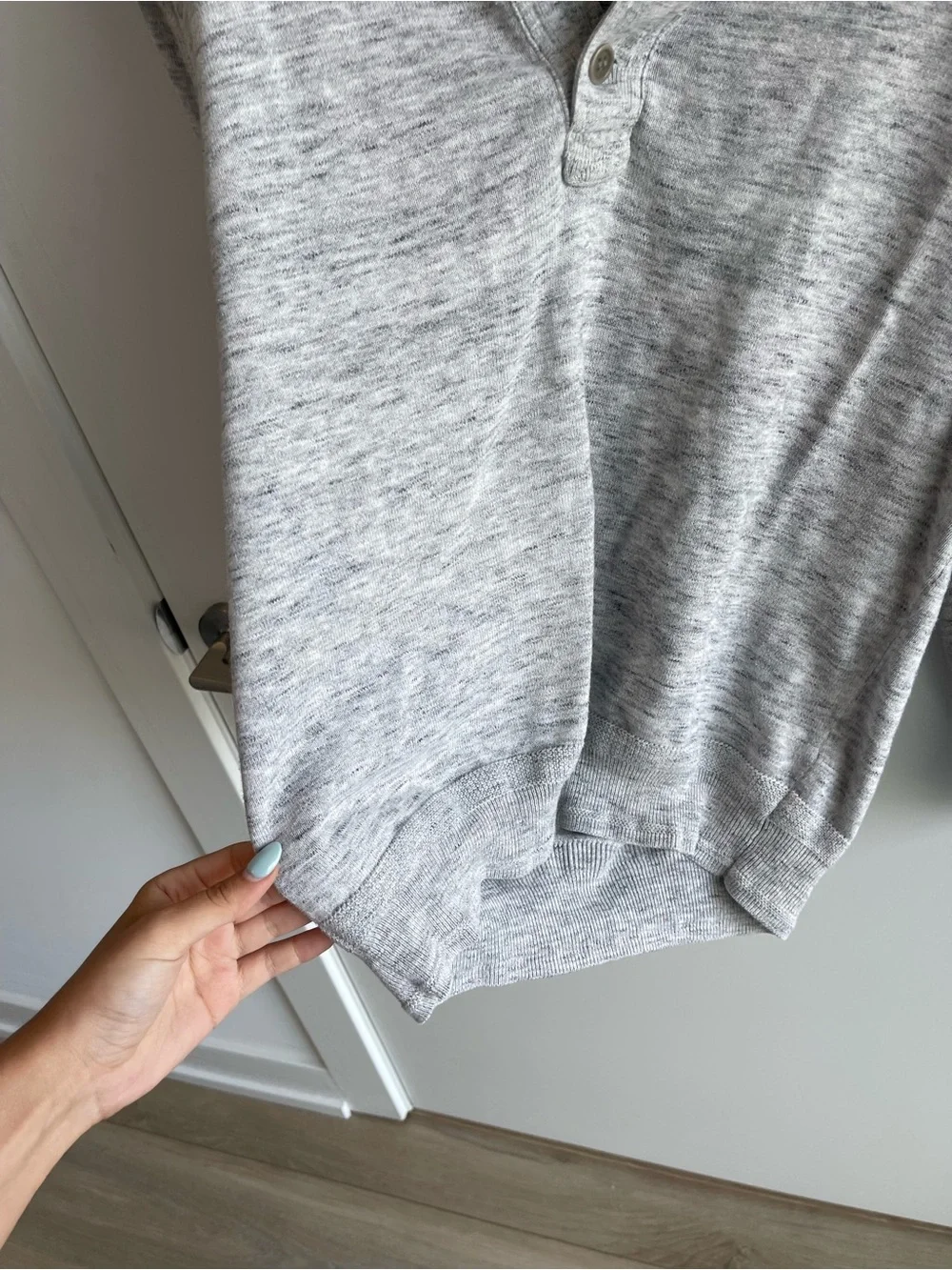 J. Crew Men's Light Gray Heather Henley Sweater